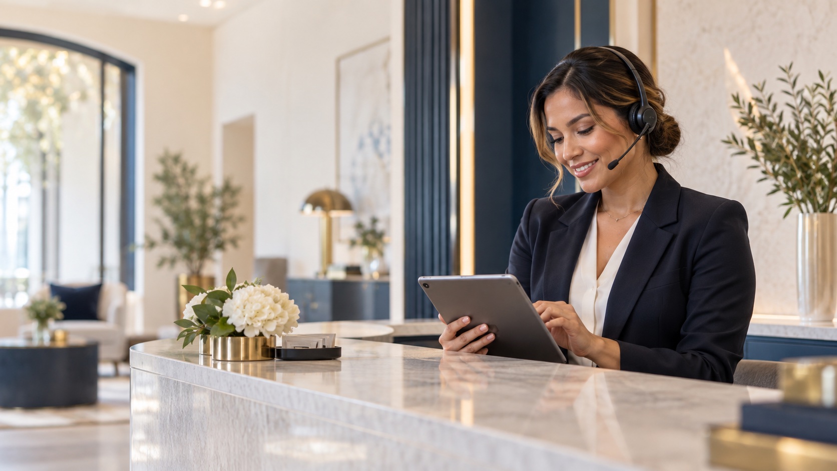 Customer operations professional using the EVERONA AI Front Desk